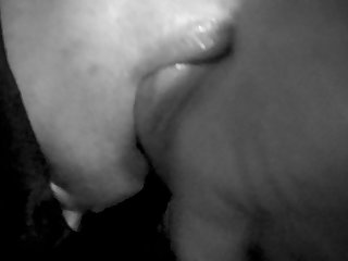 Mouth fuck and cum in mouth of wife slut, big tit sucking, facial